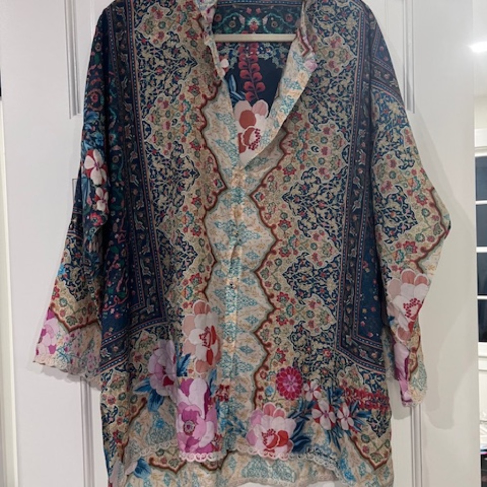 Gorgeous Johnny Was Silk Blouse - Large